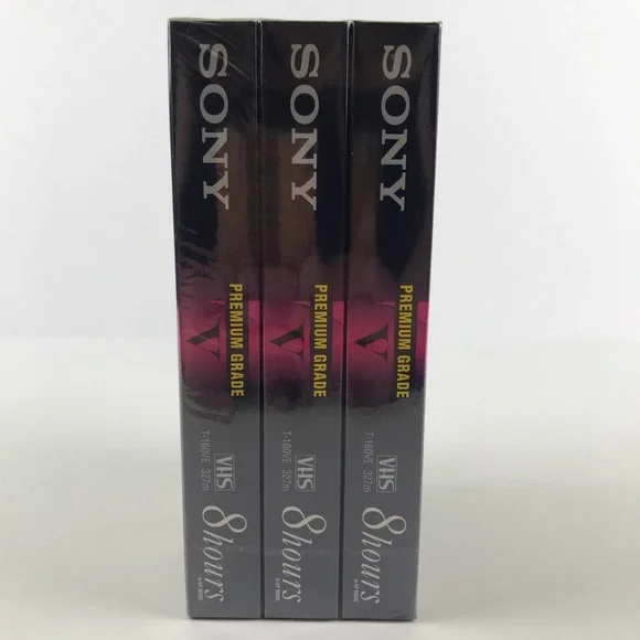 Sealed Sony T-160VE Premium Grade Blank VHS Tapes Made in USA 8 Hour Lot of 3 - Picture 6 of 14